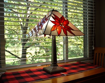 Flower Stained Glass Lamp with Lamp Base