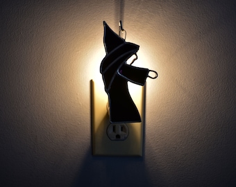 Stained Glass Witch Suncatcher: Halloween Night Light Ornament