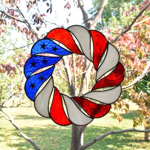 American Flag Stained Glass Wreath