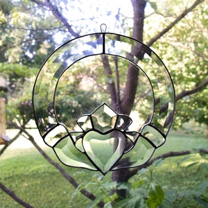 Celtic Irish Claddagh Beveled Glass, Large
