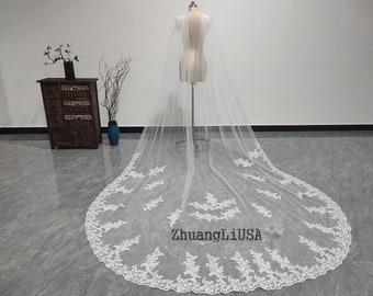 Cathedral Lace Wedding Cape Accessories, Bridal Shawl Veil White/Ivory Bridal Cape, Luxury Wedding Lace Shawl Veil