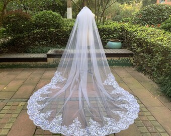 Bride Lace Veil Fashion One Tier White Lace Veil Ivory Cathedral Bridal Lace Wedding Veil With Comb