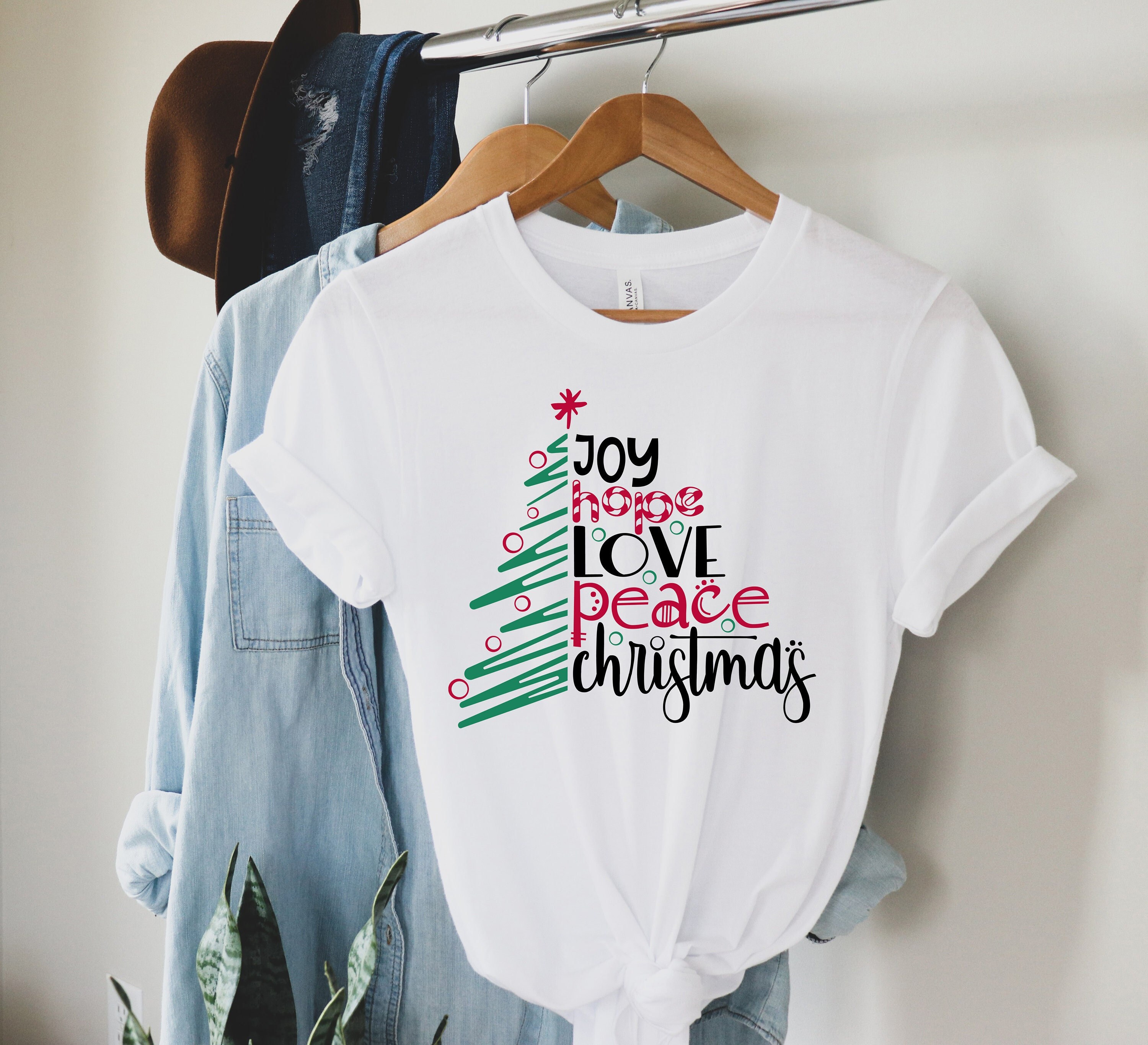 Discover Joy Hope Love Peace Christmas Shirt, Christmas T-Shirt, Christian Christmas T-Shirt