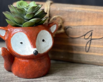 Handmade Fox Succulent Pot/Planter - Animal - Critter - Wildlife