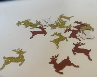 Glitter Gold & Brown Reindeer confetti