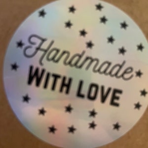 2" ronde handgemaakte sticker met liefde - vele kleuren beschikbaar