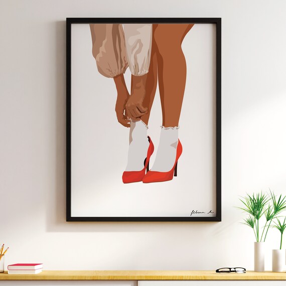 Red Shoes Wall Print Woman Fashion Detail Female Legs | Etsy