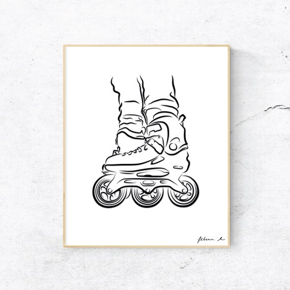Rollerblade Line Art Roller Blades Art Print Roller Bladder | Etsy