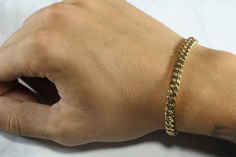 6mm Cuban Link Bracelet in 14k Yellow Gold | Etsy