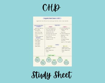 Congenital Heart Disease Study Sheet