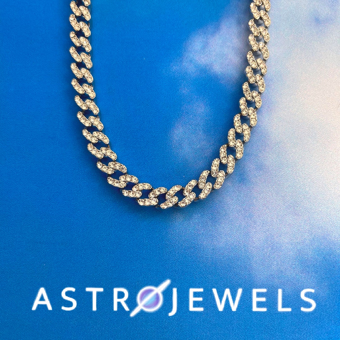 Iced Out Chain 8mm 16inch Cuban Link Chunky Chain Etsy UK