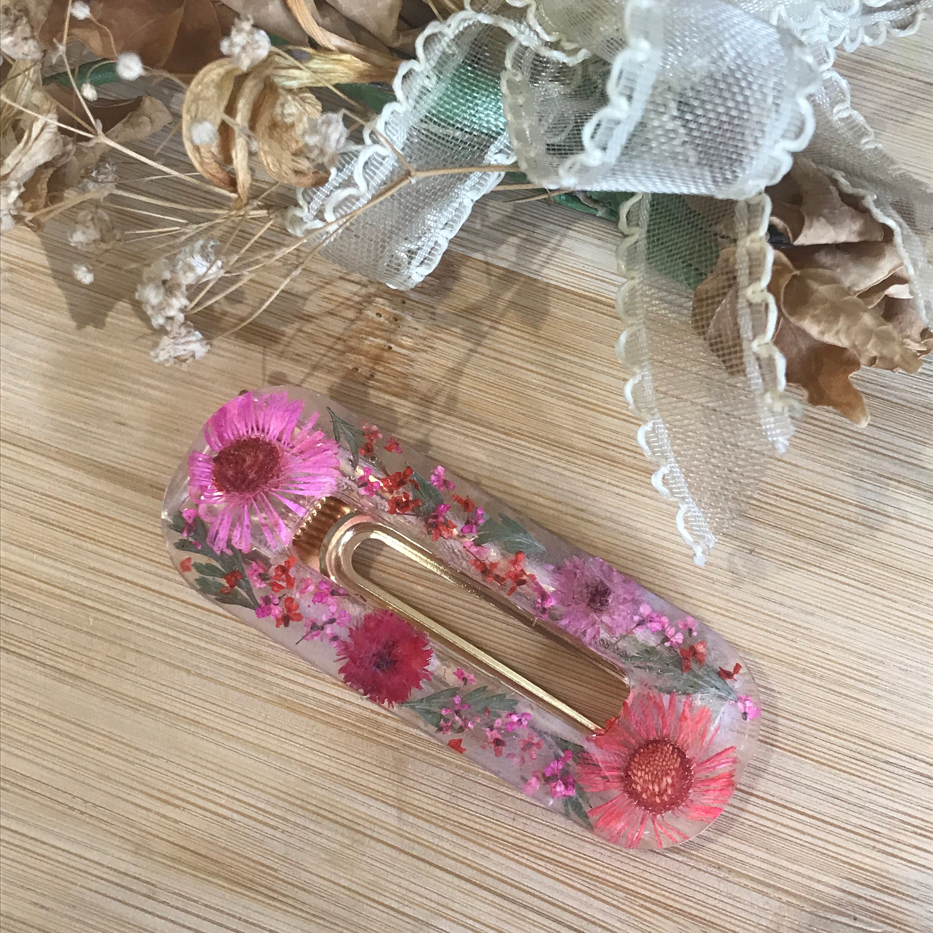 Dried Flower Resin Hair Rectangle Clips Hair Accessories Etsy