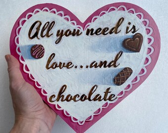 Wood Burn And Hand Painted Valentine's Day Heart. Valentine's Day Decor. Heart Sign. Valentine's Day Gift. Wood Heart Wall Decor. Love Sign.