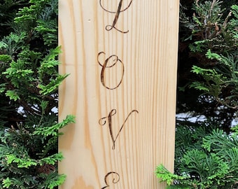 Love Wood Burn Sign. Wood Burning Art. Wood Burned Sign. Wood Sign. Love Decor. Love Wedding Decor. Wood Wall Decor. Pyrography Art.