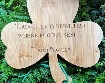 Shamrock Cutting Board. Woodburned Cutting Board. Clover Cutting Board. Kitchen Decoration Board.