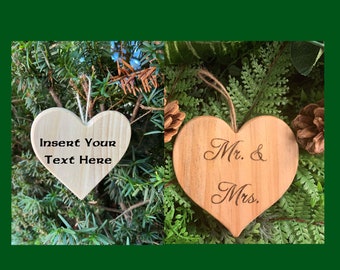 Custom Wood Burn Heart Ornament. Wood Burned Ornament. Wood Ornament. Heart Ornament Christmas. Personalized Christmas Ornament.