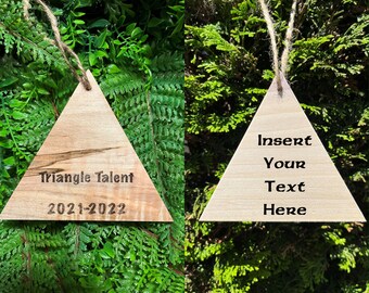 Custom Triangle Wood Burn Ornament. Personalized Triangle Ornament. Geometric Ornament. Rustic Christmas. Wood Triangle Ornament.