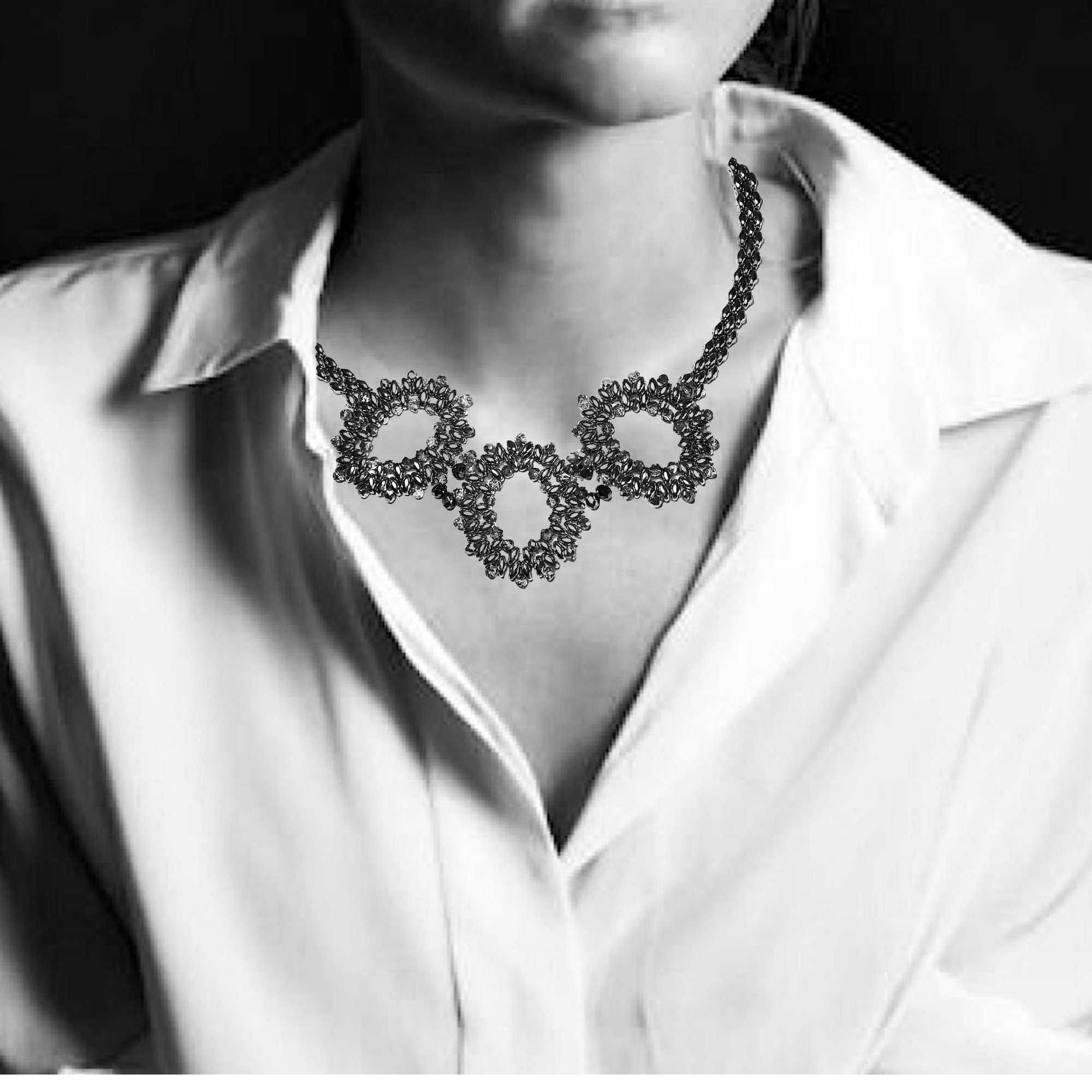 Necklace Tutorial/modello Silver in Superduo Beads and Etsy