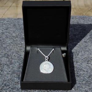 Trajan Silver Denarius pendant and chain, ancient necklace
