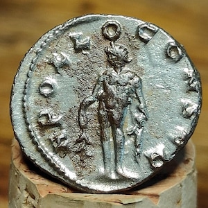 Empereur Gallien, pièce romaine inversée d&#39;Apollon, Antoninien antique du IIIe siècle