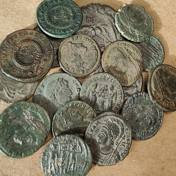 Zeer fijne Romeinse munten, 4e-eeuwse oude Nummus