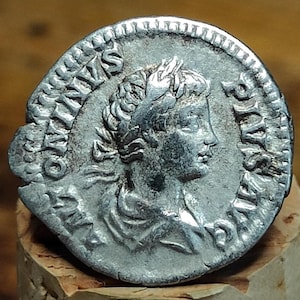 Caracalla Silver Denarius with Virtus reverse, Ancient roman coin