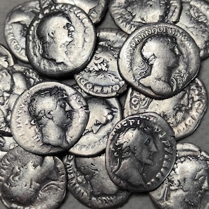 Genuine Roman silver Denarii from the 2nd century, ancient coins