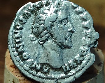 Antoninus Pius Silver Denarius with emperor reverse, Ancient roman coin