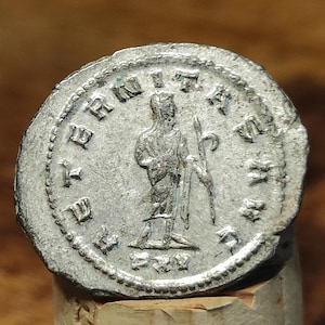 Pièce de monnaie romaine de l&#39;empereur Gallien, Saturne inversé 3e siècle Antoninien antique,
