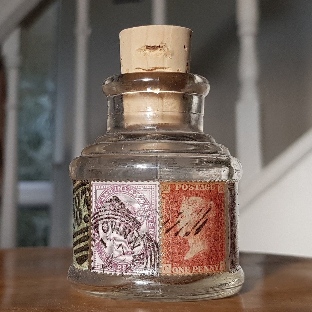 Vintage Ink Bottle With Victorian Stamps Old Inkwells - Etsy UK