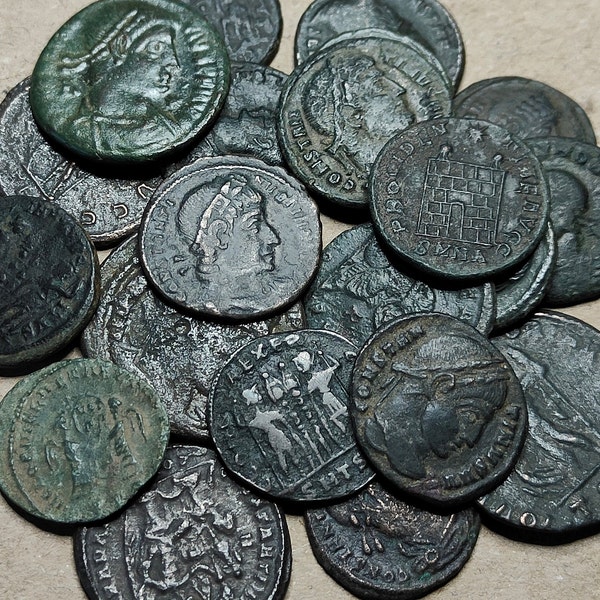 Genuine Roman coins, 4th century ancient Nummus
