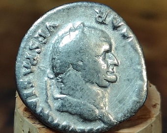 Vespasian Silver Denarius with winged caduceus reverse, Ancient roman coin