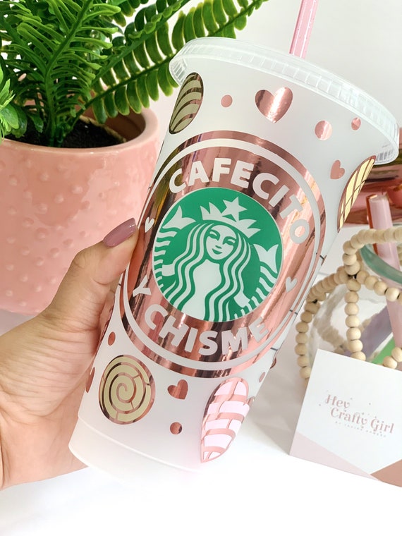 Concha Cup Cafecito Y Chisme Cup Cold Cup Rose Gold 