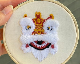 Chinese Lion Dance Traditional Embroidery | Home decor, Gift, Chinese New Year decor, lunar new year, Housewarming gift, good fortune