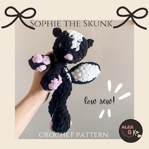 Sophie the Skunk Crochet Skunk Plushie Pattern| LOW SEW! | Instant Download | PDF | Digital Download | Crochet Plushie