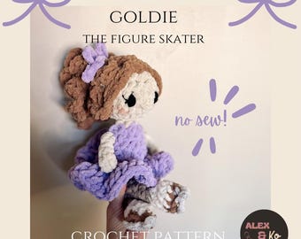 Goldie the Figure Skater Crochet Plushie Pattern| NO SEW! | Instant Download | PDF | Digital Download | Crochet Plushie | Ice Skating Doll