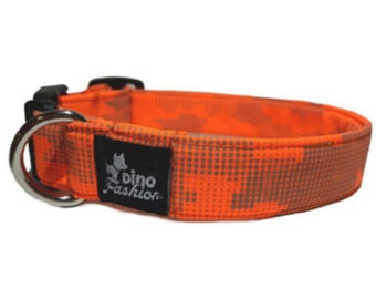 Reflective Dog Collar, Reflective Orange Dog Collar, Dog Collar Padded With Softshell, Adjustable Dog Collar, Orange Dog Collar, Hand Made
