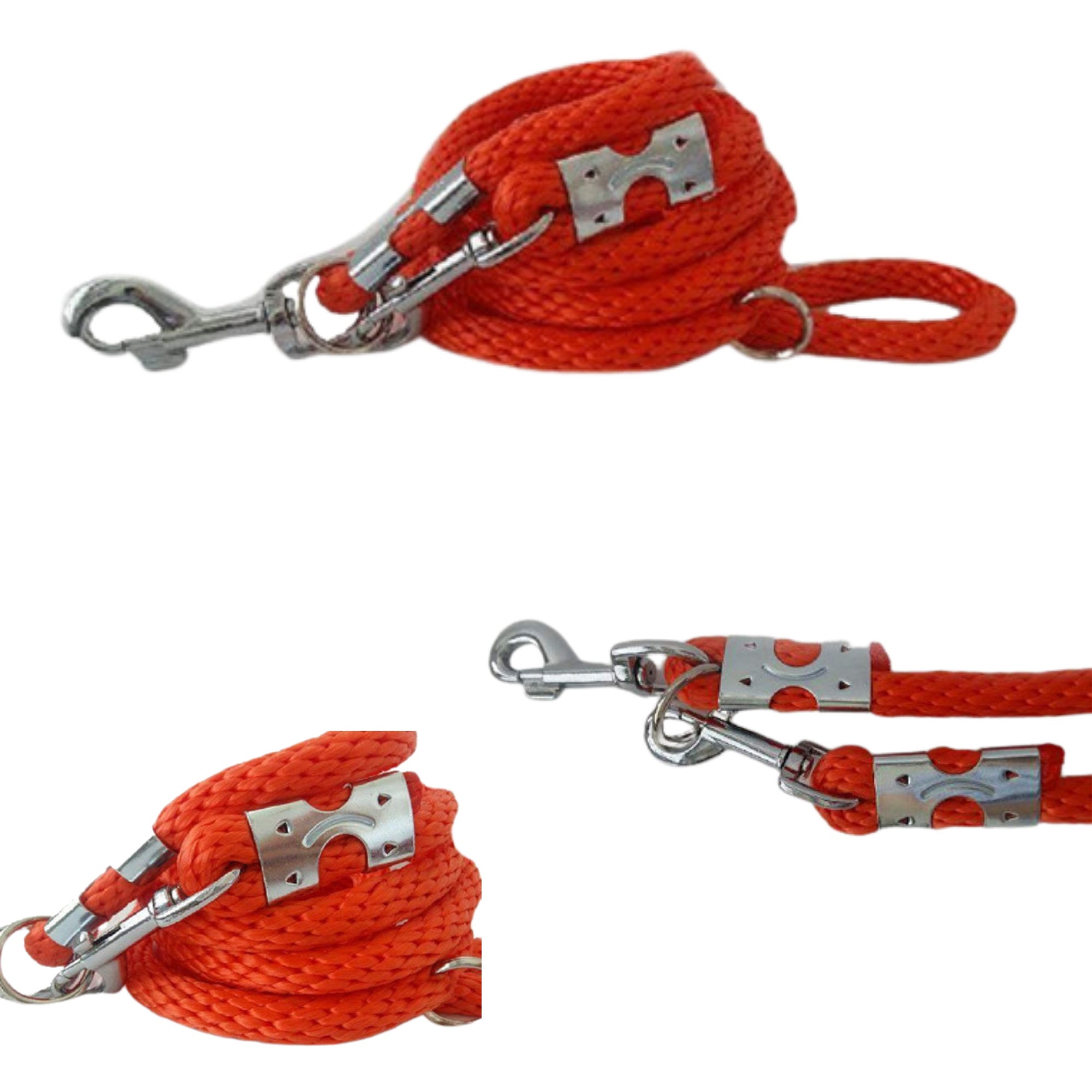 Double Ended Rope Dog Lead,strong Dog Leash, Orange/red/pink Rope Dog