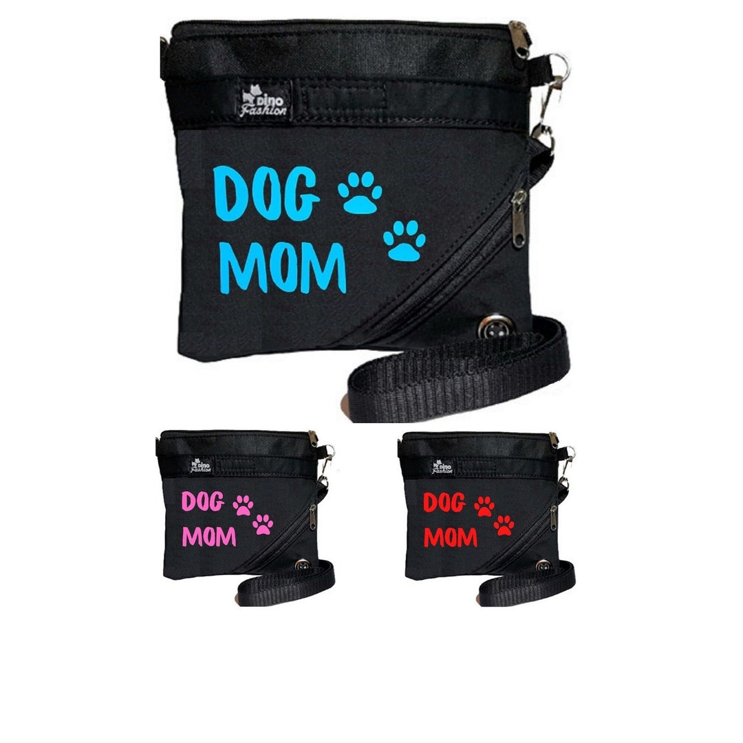 Dog Walking Bag, Crossbody Bag With 3 Pockets, 2 Zippers and Adjustable Strap, Poop Bag