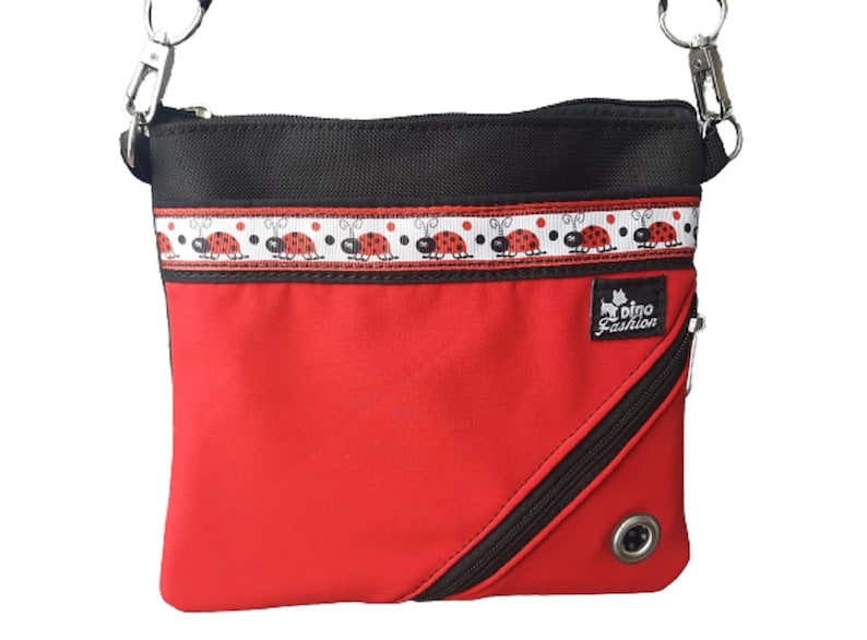 Dog Walking Bag, Crossbody Bag With 3 Pockets, 2 Zippers and Adjustable