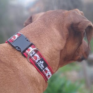 Obroża dla psa Ladybug, miękka, wyściełana obroża dla zwierząt, regulowany kołnierz dla szczeniaka dużej rasy, czerwony, wzorzysty dodatek dla psa, prezent dla zwierzaka