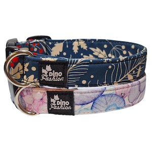 Autumn Floral Padded Dog Collar: Softshell Large Breed Collar