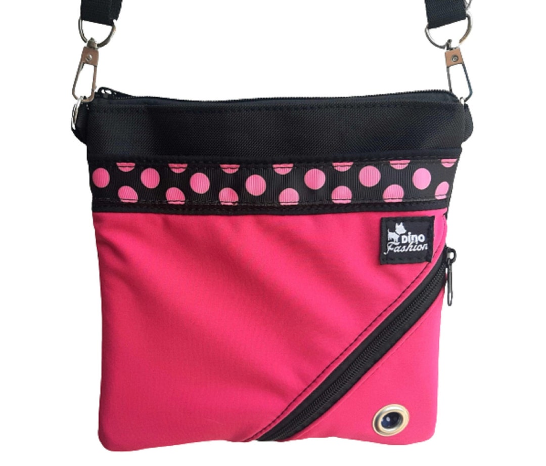 Dog Walking Bag, Crossbody Bag With 3 Pockets, 2 Zippers and Adjustable
