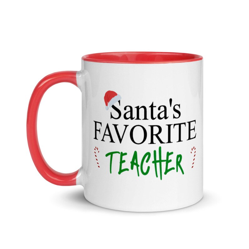 Santa's Favorite Teacher Mug Christmas Teacher Mug Cute Etsy