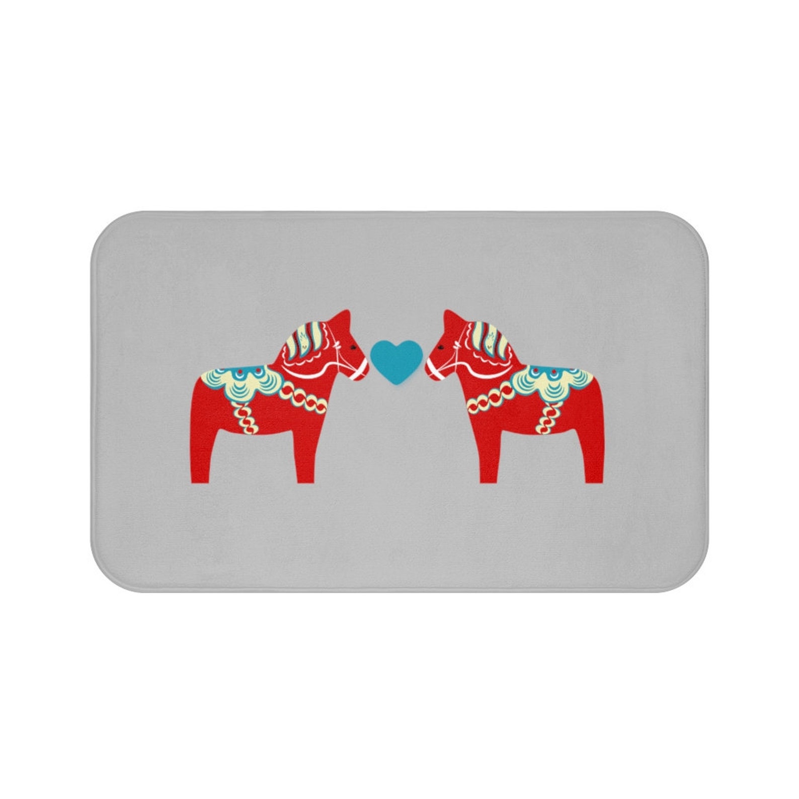 Swedish Bath Mat Dala Horse Bath Mat Scandinavian Bath Mat Etsy