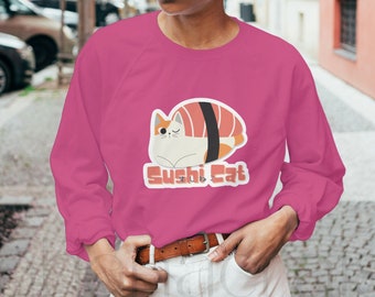 Sushi Cat Sweatshirt, Cat Shirt, Unisex Sweatshirt, Gneder-nuetral, Adult, Youth, Kids, Gift, Kawaii, Cat Lover, Gift for Her