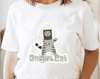 Onigiri Cat T-Shirt, Unisex, Gneder-nuetral, Adult, Youth, Kids, Cat Lover, Gift, Graphic Tee, Japanese Gift