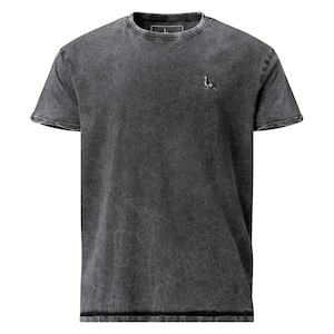 Unisex Denim T-Shirt, Short Sleeve Tee, Embroidered, Ohanako
