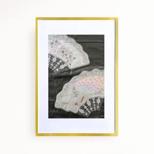 Framed Wall Art of Japanese Obi Fabric in Gold Frame