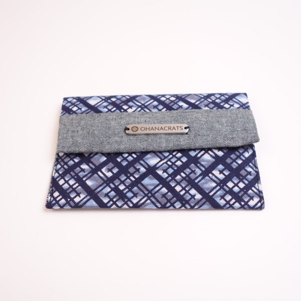 Kimono Business Card Holder, Card Case, Gift for Him, Gift for Her, Recycled Vintage Japanese Fabric, Blue